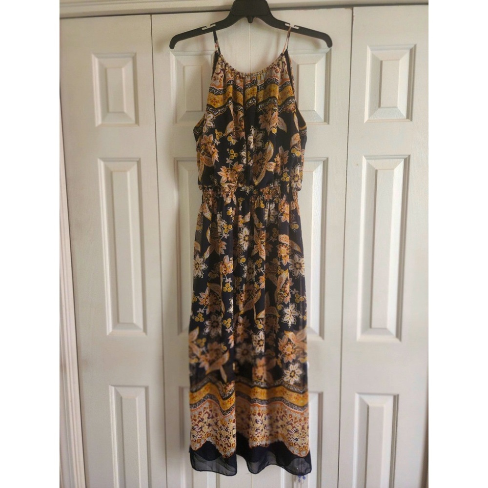 Black, yellow, and white boho dress
